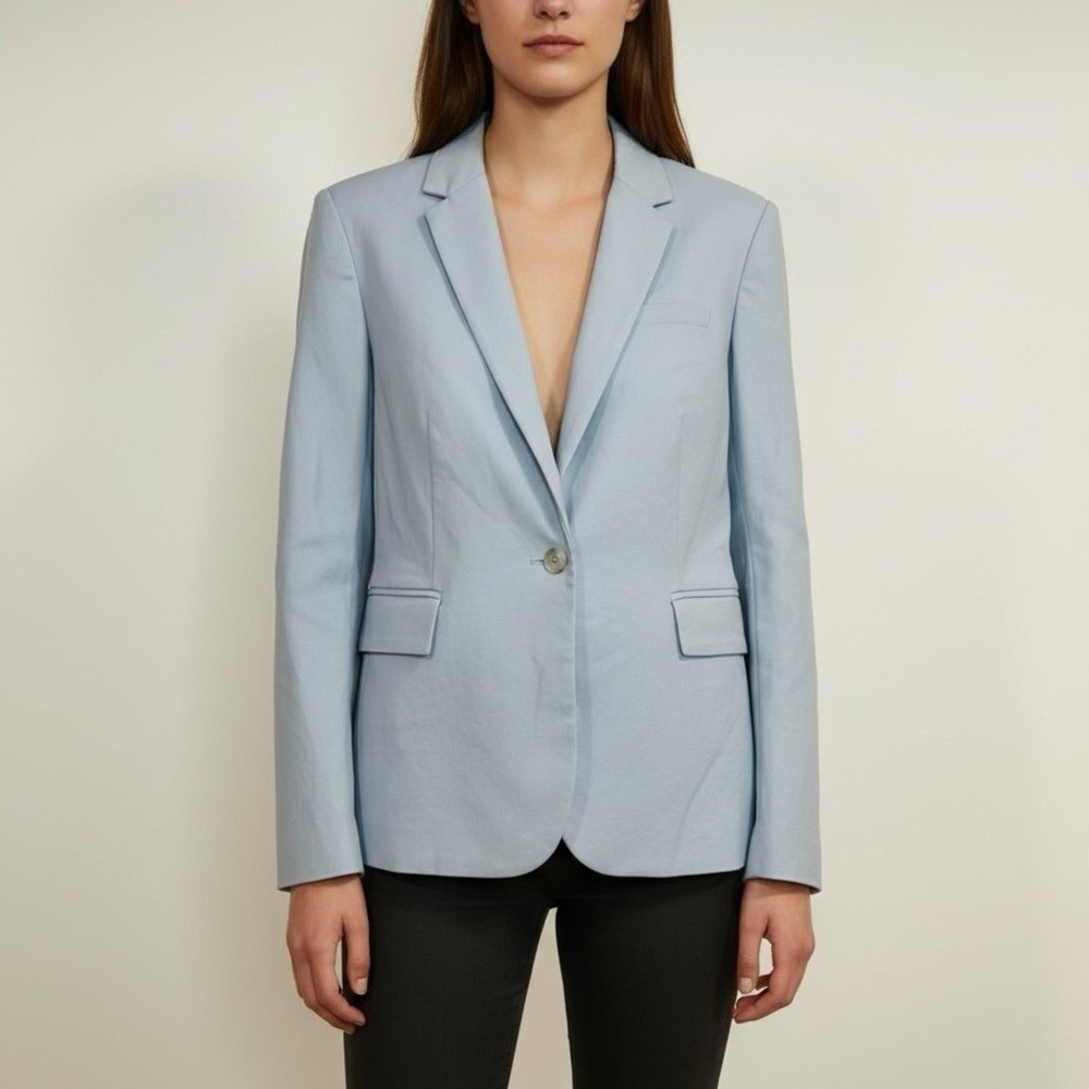 Lila Rose Sky Baby Blue Women's Blazer Cotton Blend Soft Hue Business Casual